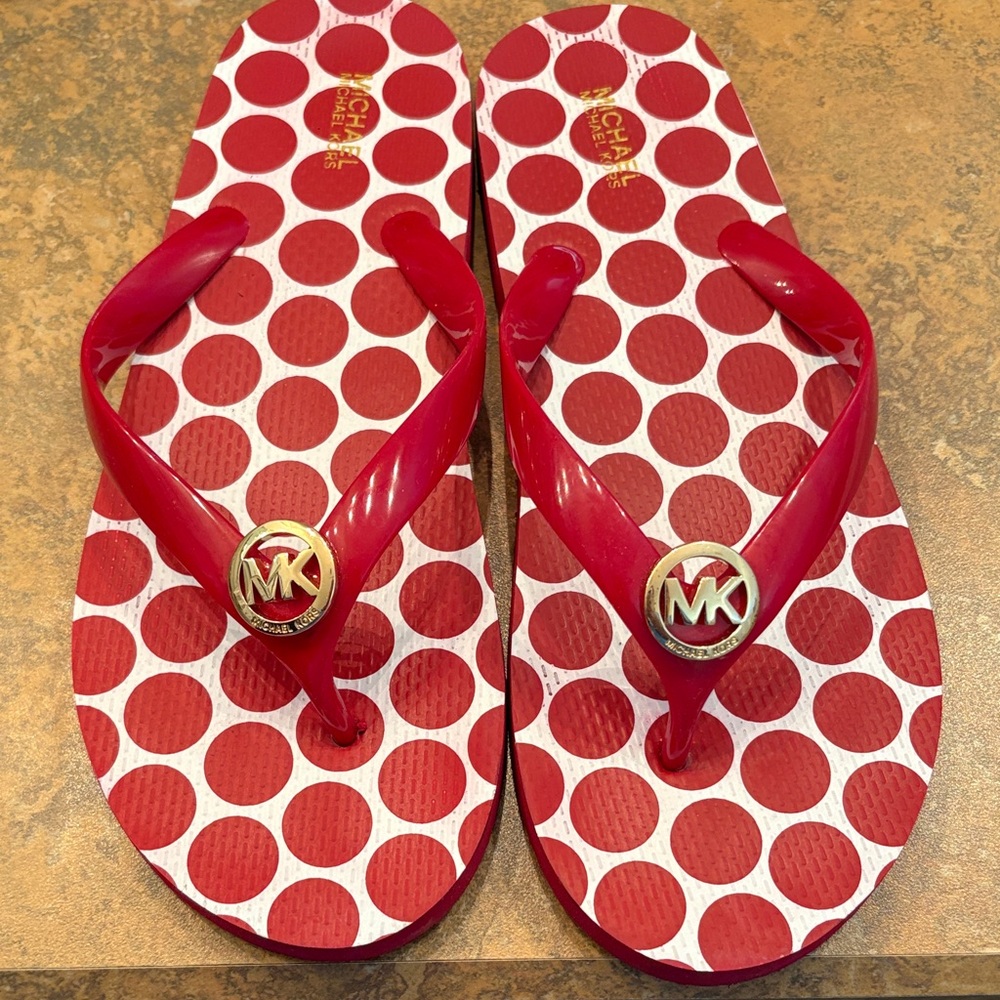 Michael Kors Red and White Polka Dot Sandals